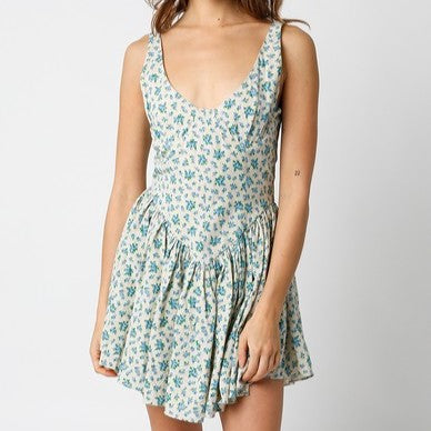 Violets are Blue Linen Floral Mini Dress