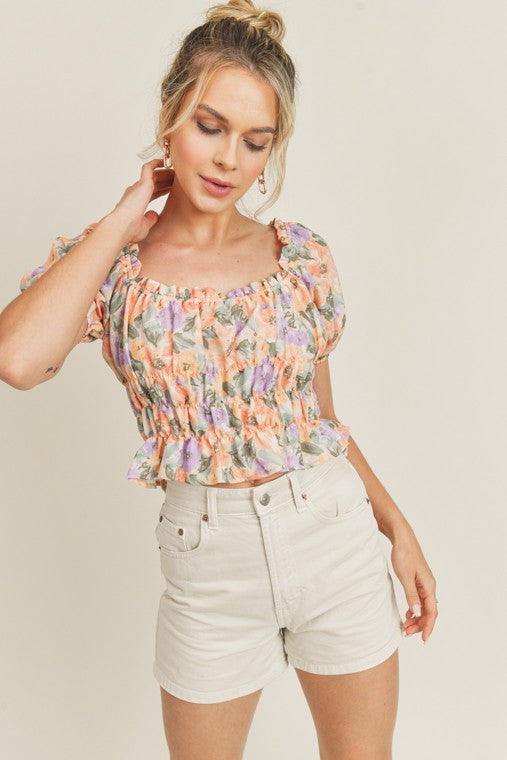 Spring Blooms Puff Sleeve Top