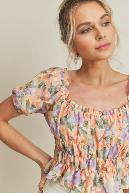 Spring Blooms Puff Sleeve Top