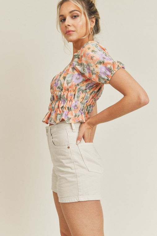 Spring Blooms Puff Sleeve Top