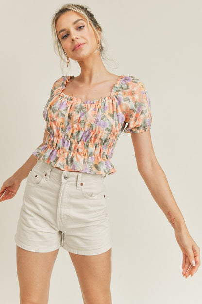 Spring Blooms Puff Sleeve Top