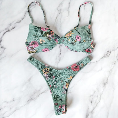 Delilah Green Floral Underwire Top