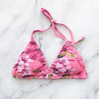 Andrea Pink Floral Triangle Bikini Top
